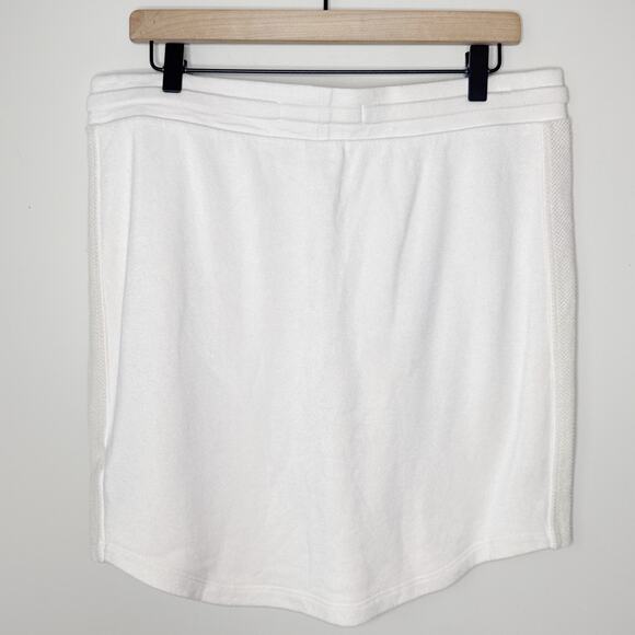 Sol Angeles Mesh Scallop Drawcord Mini Skirt MSRP $104‎ Size XL Ecru Soft Fleece - Picture 2 of 9